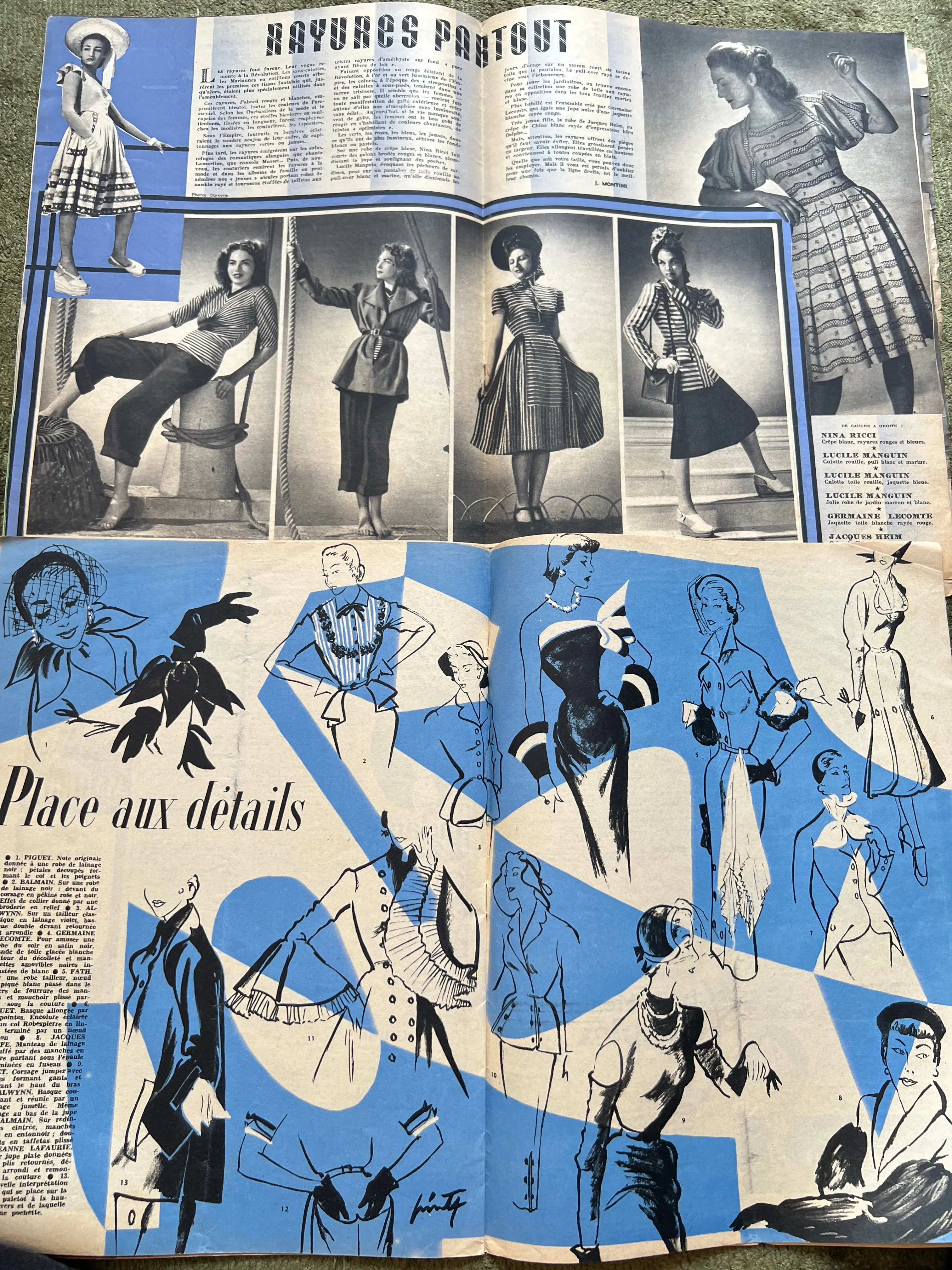 3 French Women's Magazines Marie France from 1946, 50 and 51 Perfect for Being Creative