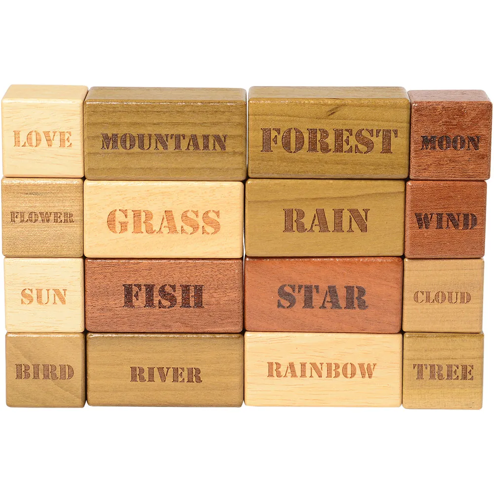 46-Piece Earth, Wind, and Water Nature-Themed Wooden Block Set