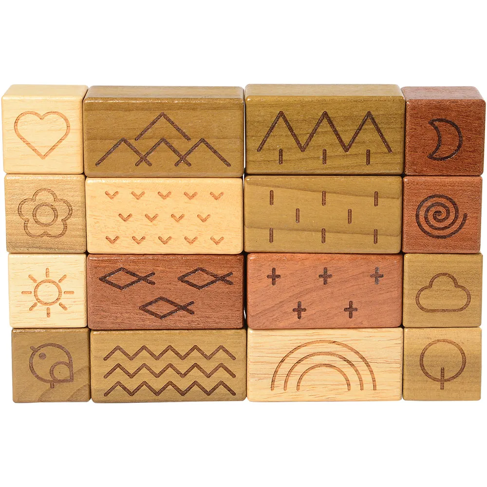 46-Piece Earth, Wind, and Water Nature-Themed Wooden Block Set