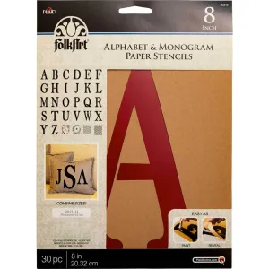 Alphabet & Monogram Paper Stencils 8in, 30pc