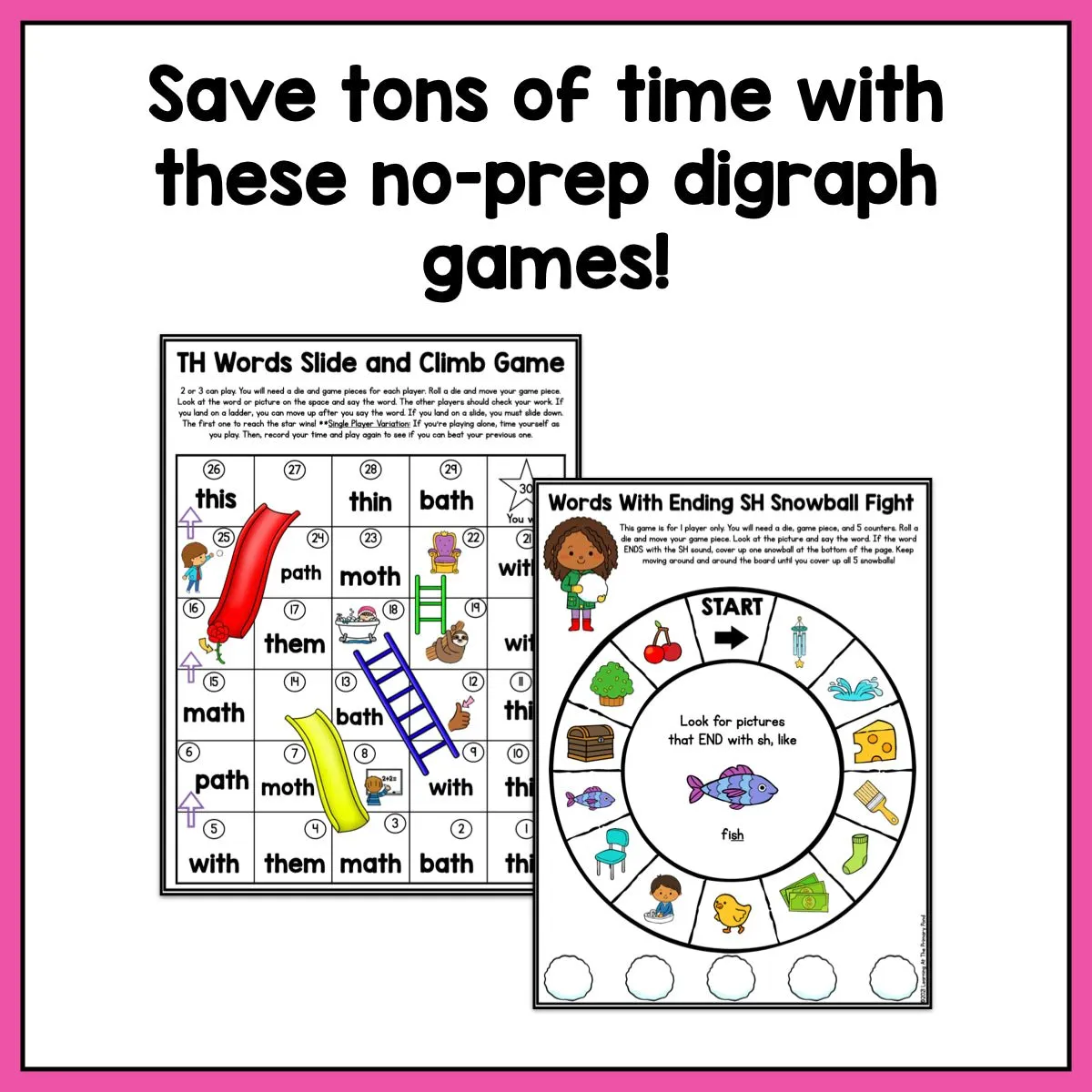 Digraphs Games: First Grade No-Prep Phonics