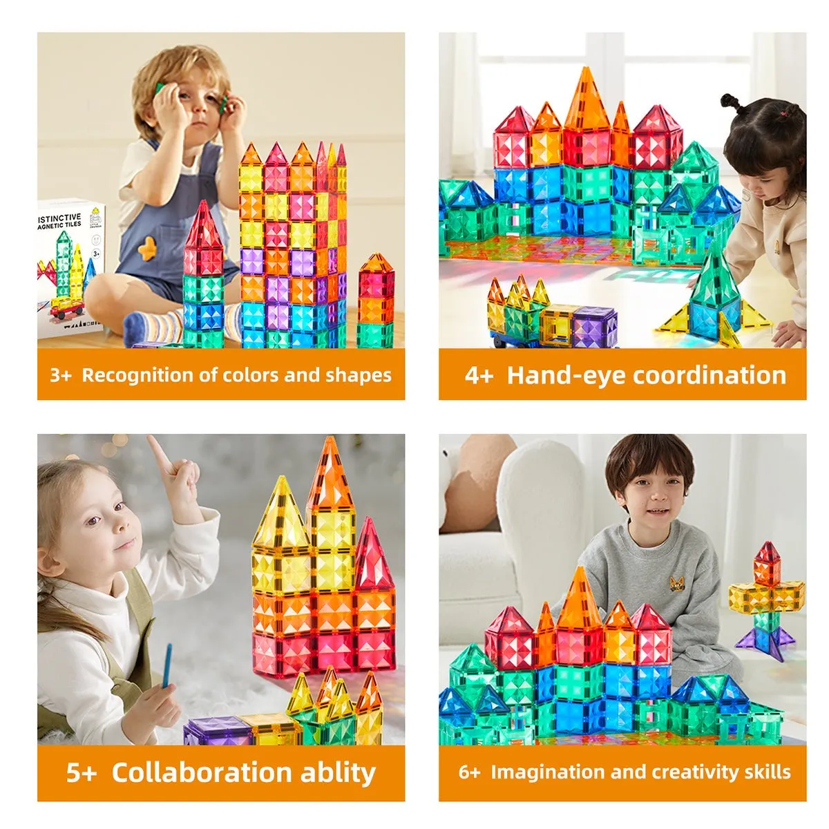 Distinctive Pack 100pcs Rainbow Magnetic Tiles