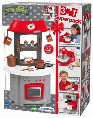 Ecoiffier 100% Chef Kitchen Set 3 In 1