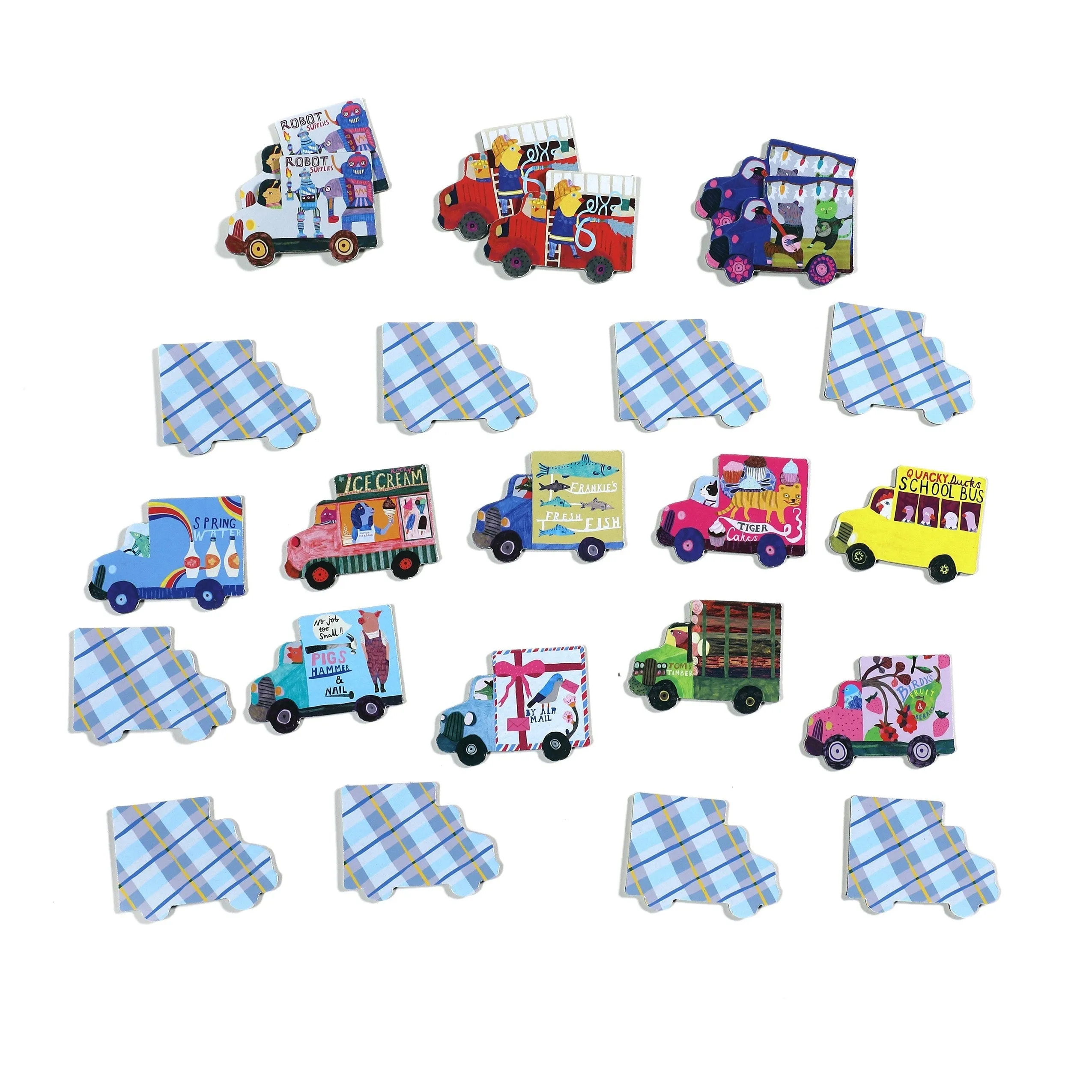 eeBoo Trucks & a Bus Little Memory & Matching Game