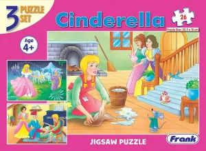 Frank Cinderella 3 in 1 Puzzle - A Set of 3 26 Pc Jigsaw Puzzles for 4 Year Old Kids and Above