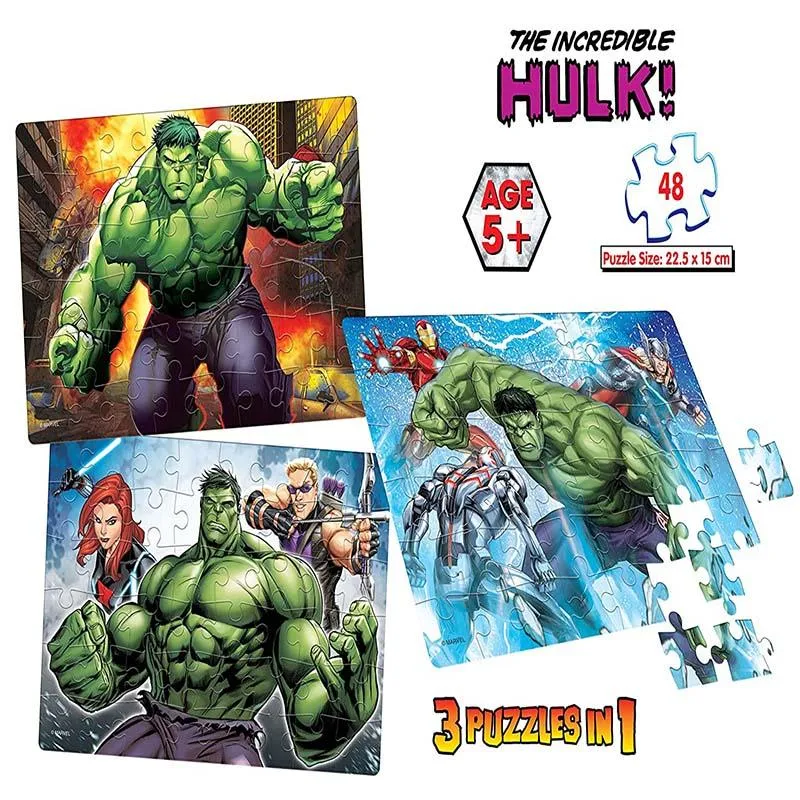 Frank Marvel Avengers - The Incredible Hulk! 3 in 1 Jigsaw Puzzles