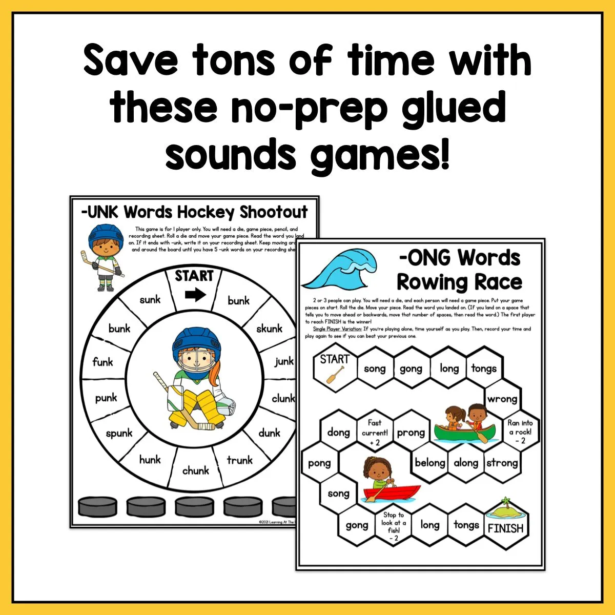 Glued Sounds Games: First Grade No-Prep Phonics