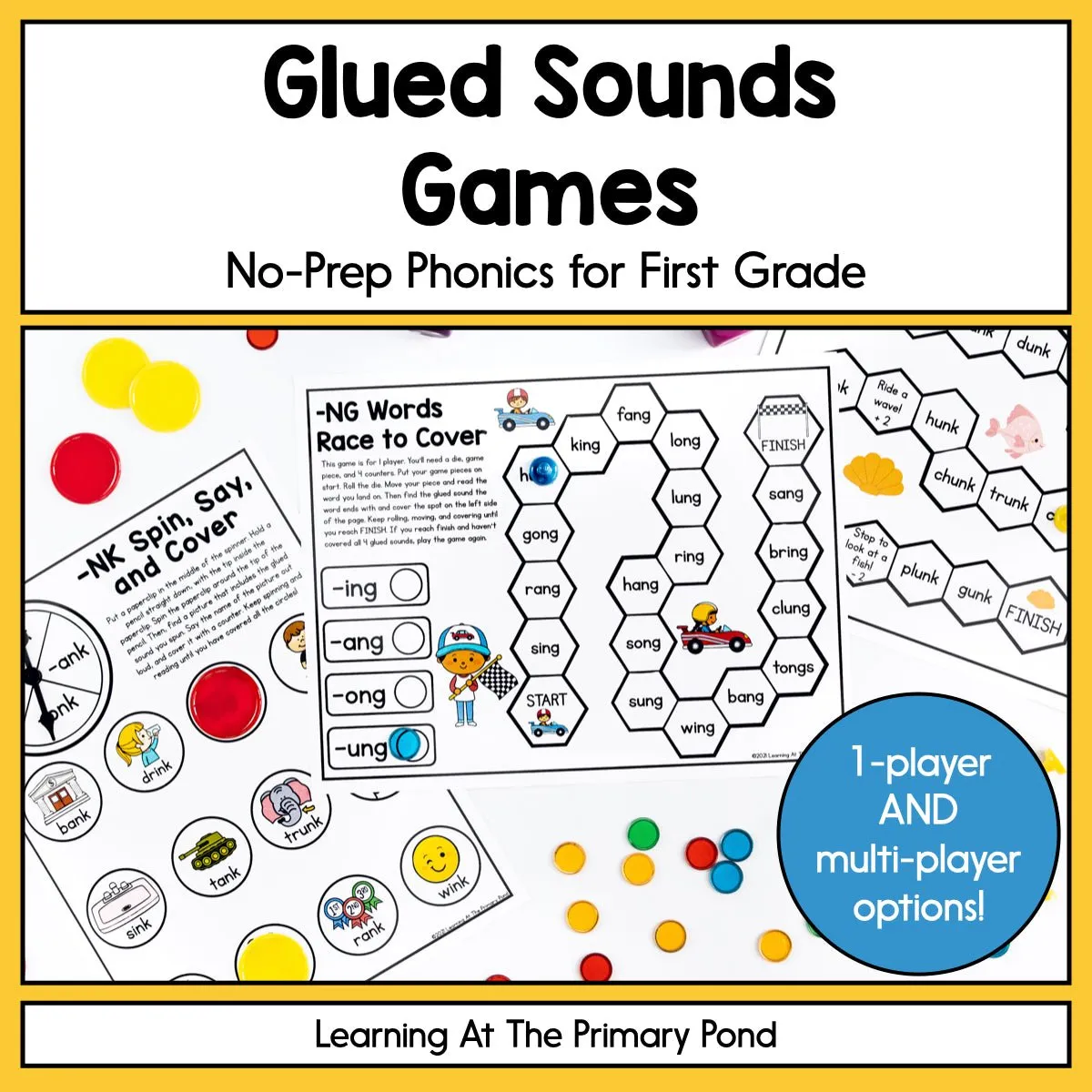 Glued Sounds Games: First Grade No-Prep Phonics