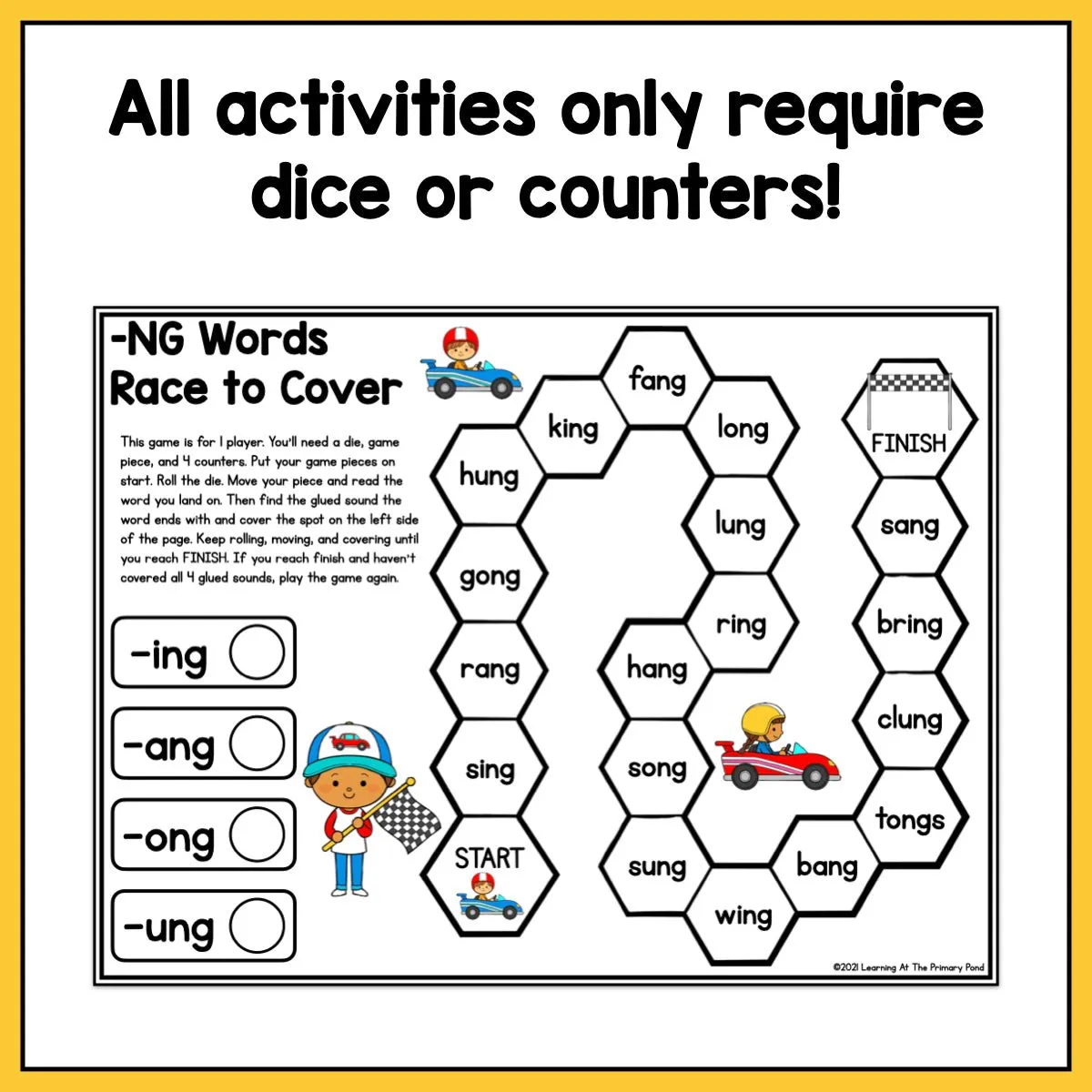 Glued Sounds Games: First Grade No-Prep Phonics