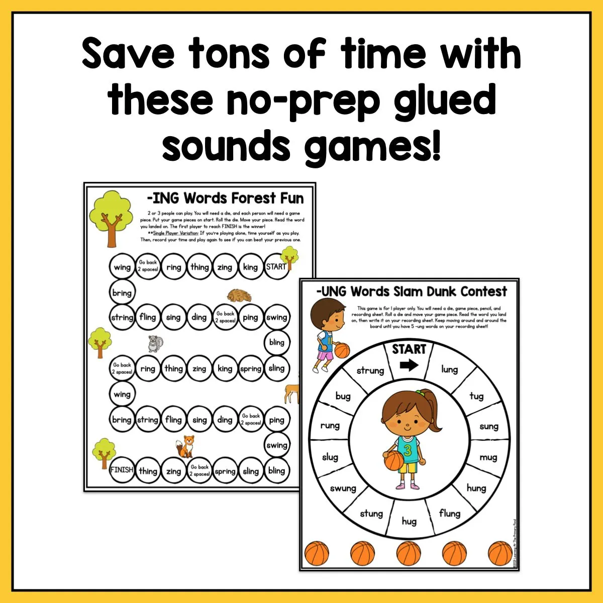 Glued Sounds Games (Welded Sounds Games): Second Grade No-Prep Phonics
