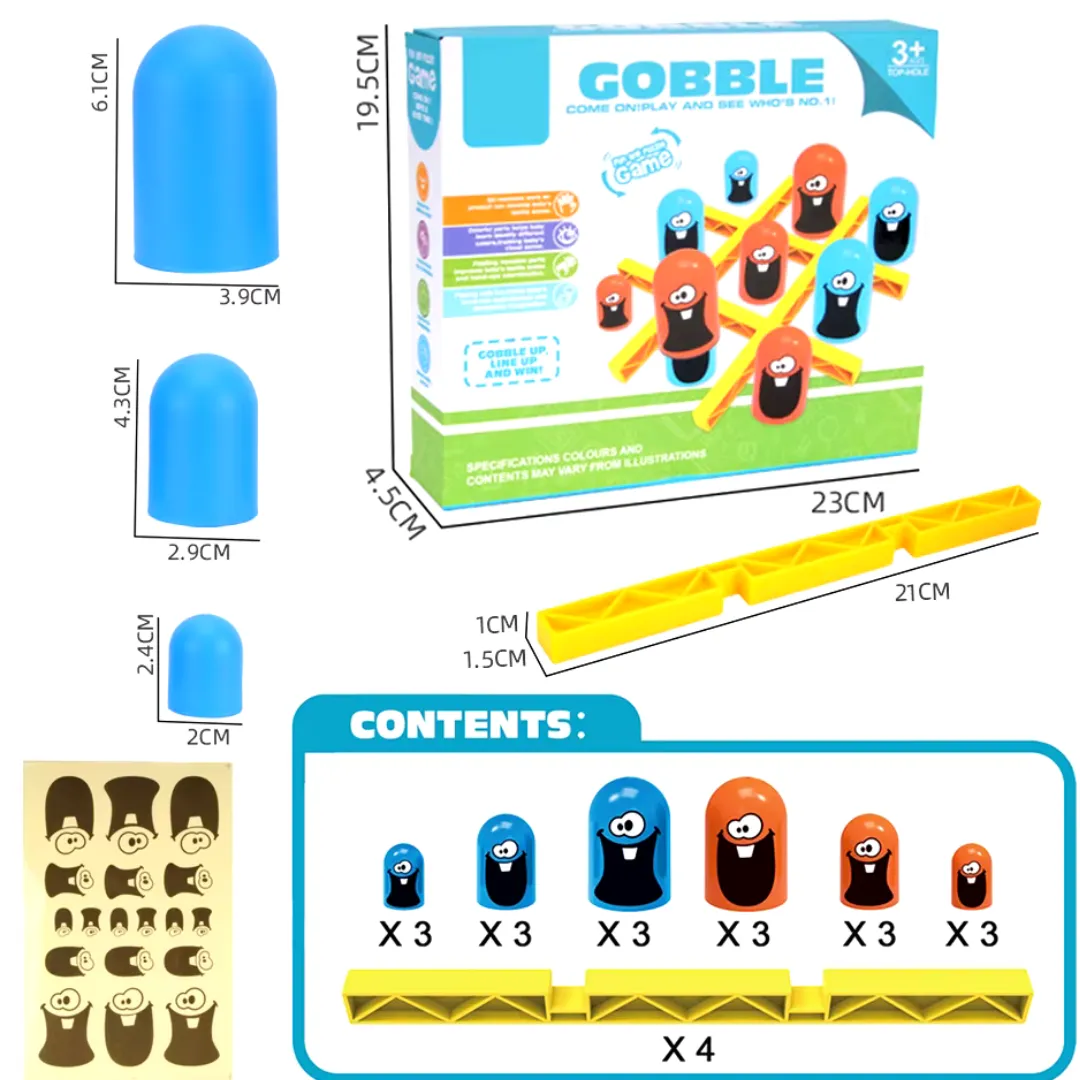 Gobble Board Game, Tic Tac Toe Game for 2 