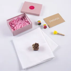 Handmade Wooden Block Printing Kit with White Stole