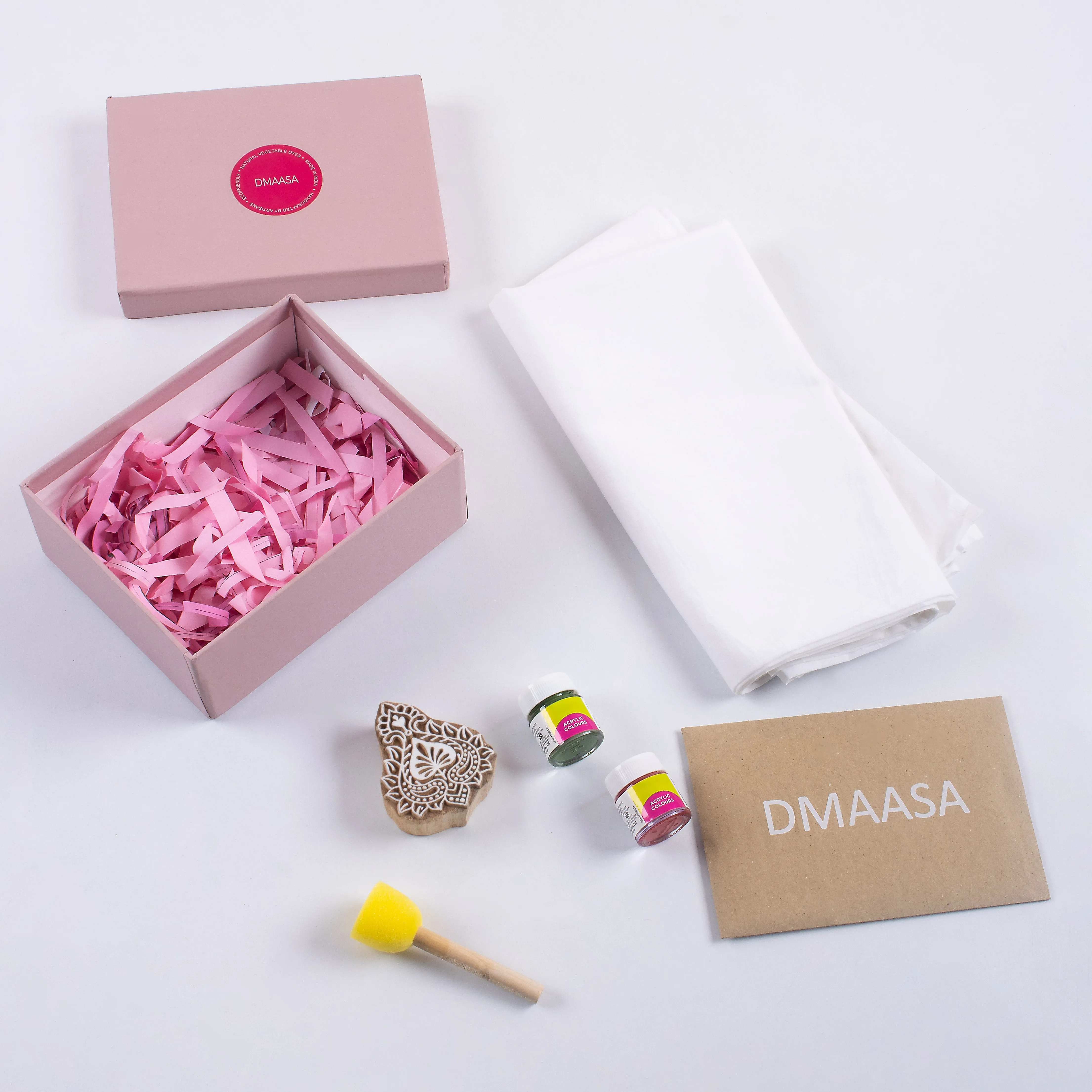 Handmade Wooden Hand Block Printing Kit with Scarf