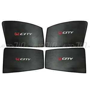 Honda City 2021-22 High Quality Sun Shade with Logo 4Pcs - Black