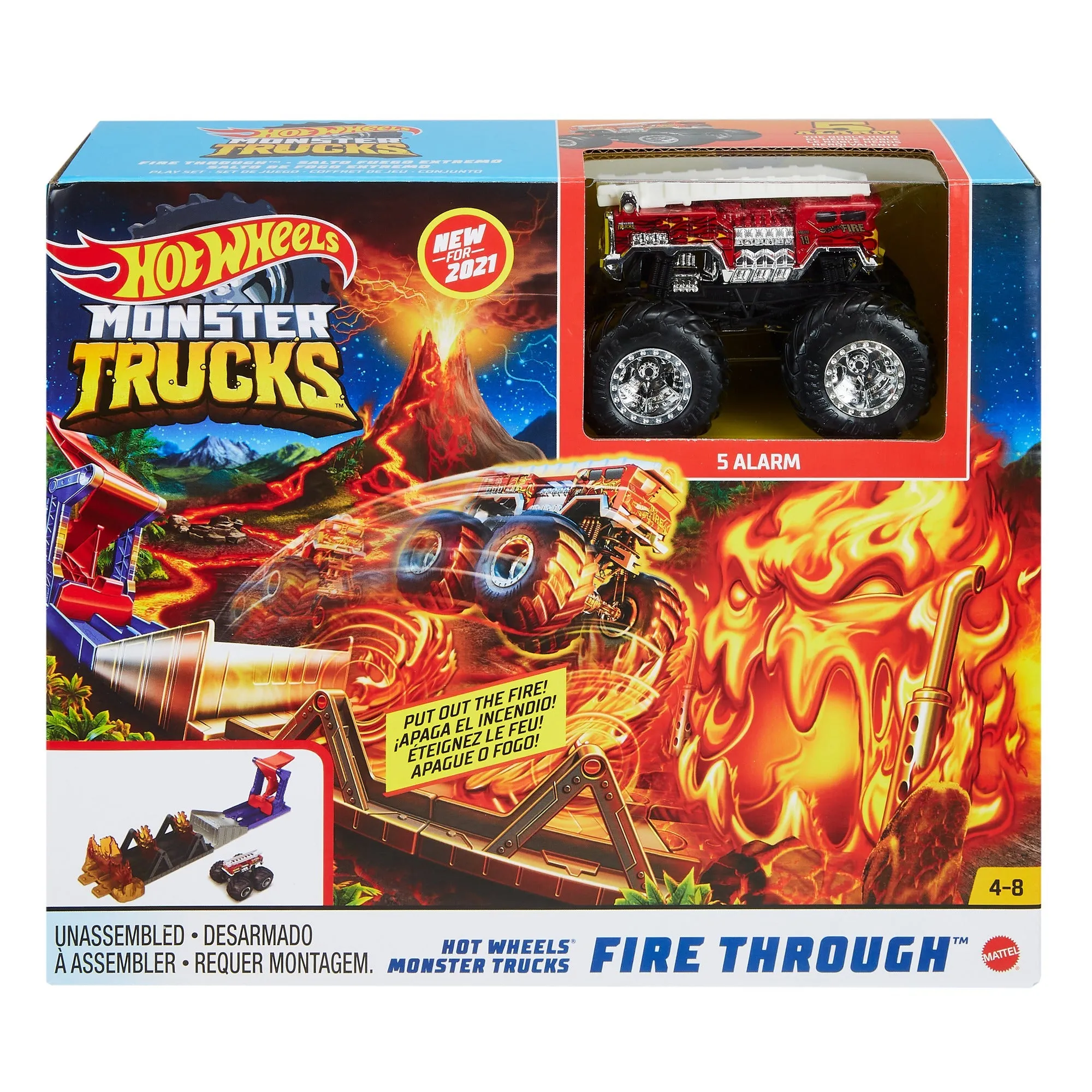 Hot Wheels Monster Trucks Fire Through Playset