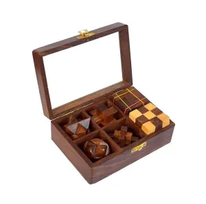 Kids Bestie 6-in-1 Wooden Puzzle Games Set for Teens and Adults