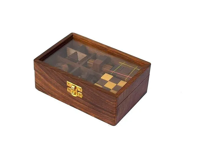 Kids Bestie 6-in-1 Wooden Puzzle Games Set for Teens and Adults