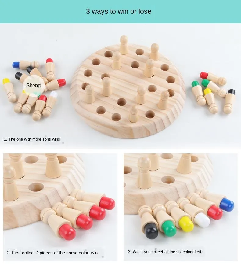 Kids Game Chess Wooden Memory Match Stick Fun Color Game Board Puzzles Educational Toy Cognitive Ability Learning Children Toys