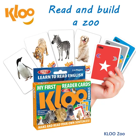 KLOO Zoo - Flash Card Reading Game  for Kids - Literacy Card Games for Preschool and Nursery Children)