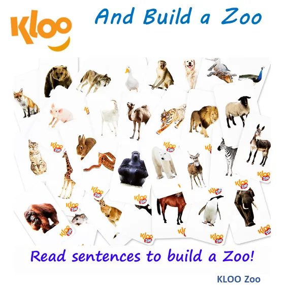 KLOO Zoo - Flash Card Reading Game  for Kids - Literacy Card Games for Preschool and Nursery Children)
