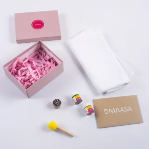 Natural Dyed Wooden Block Design and Dyed Printing Kit with Scarf