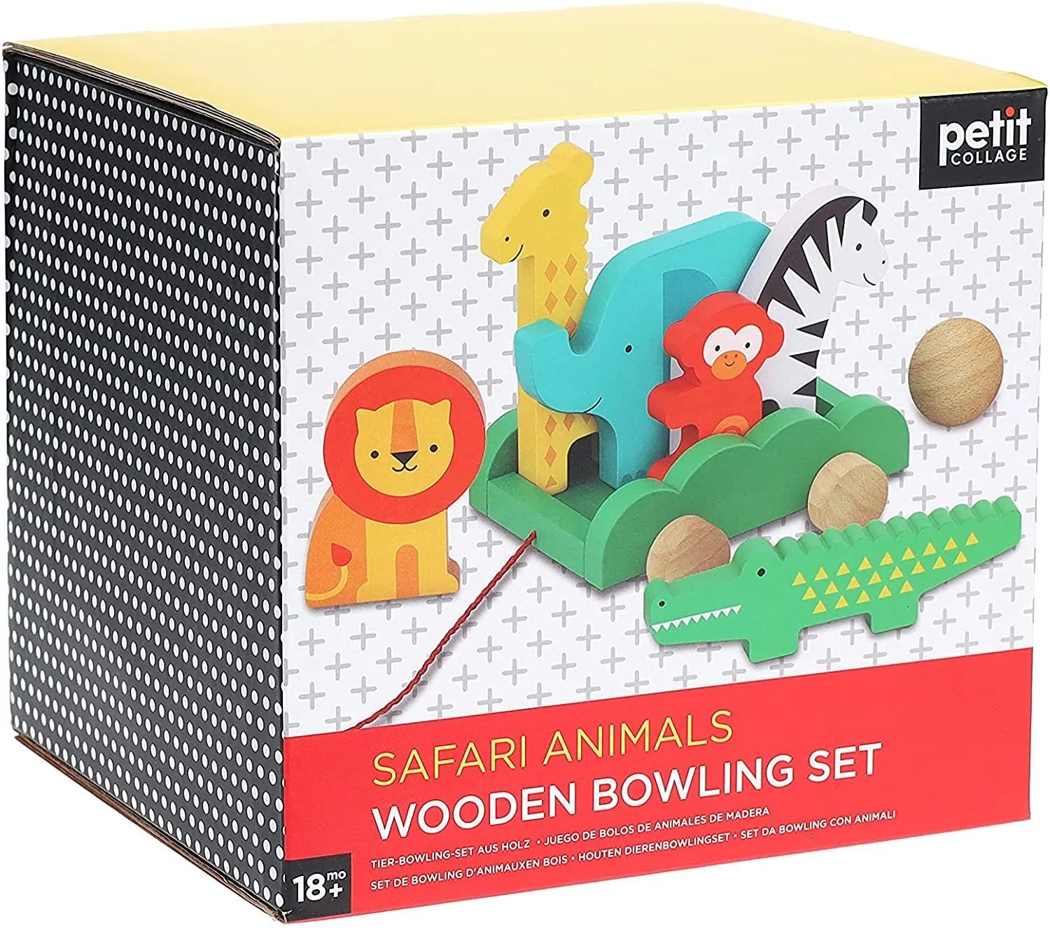 Petit Collage Safari Animals Wooden Bowling Set