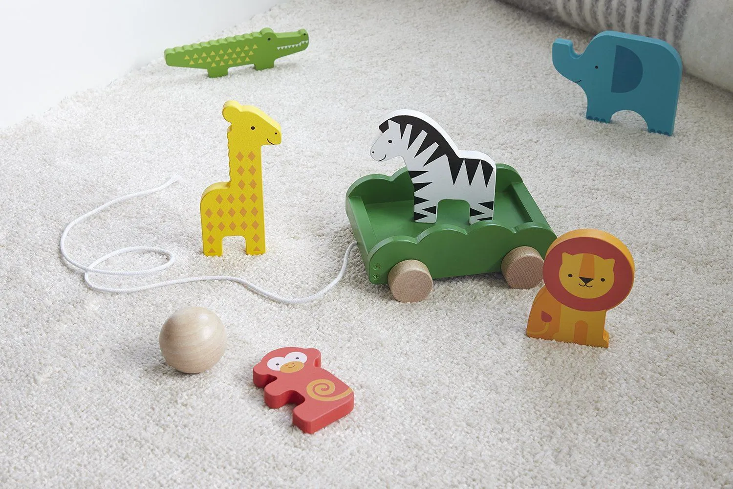 Petit Collage Safari Animals Wooden Bowling Set