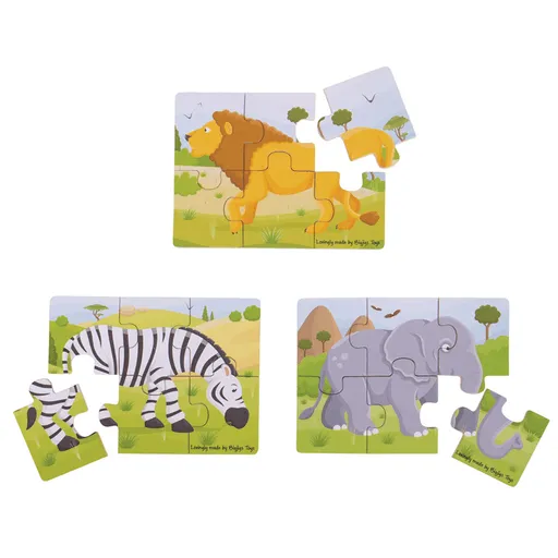 Six Piece Puzzles - Wild Animals (set of 3)