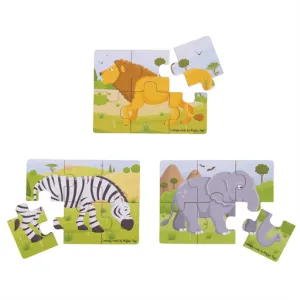 Six Piece Puzzles - Wild Animals (set of 3)