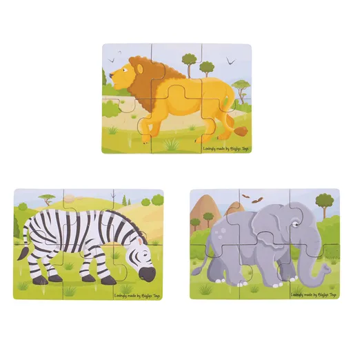 Six Piece Puzzles - Wild Animals (set of 3)