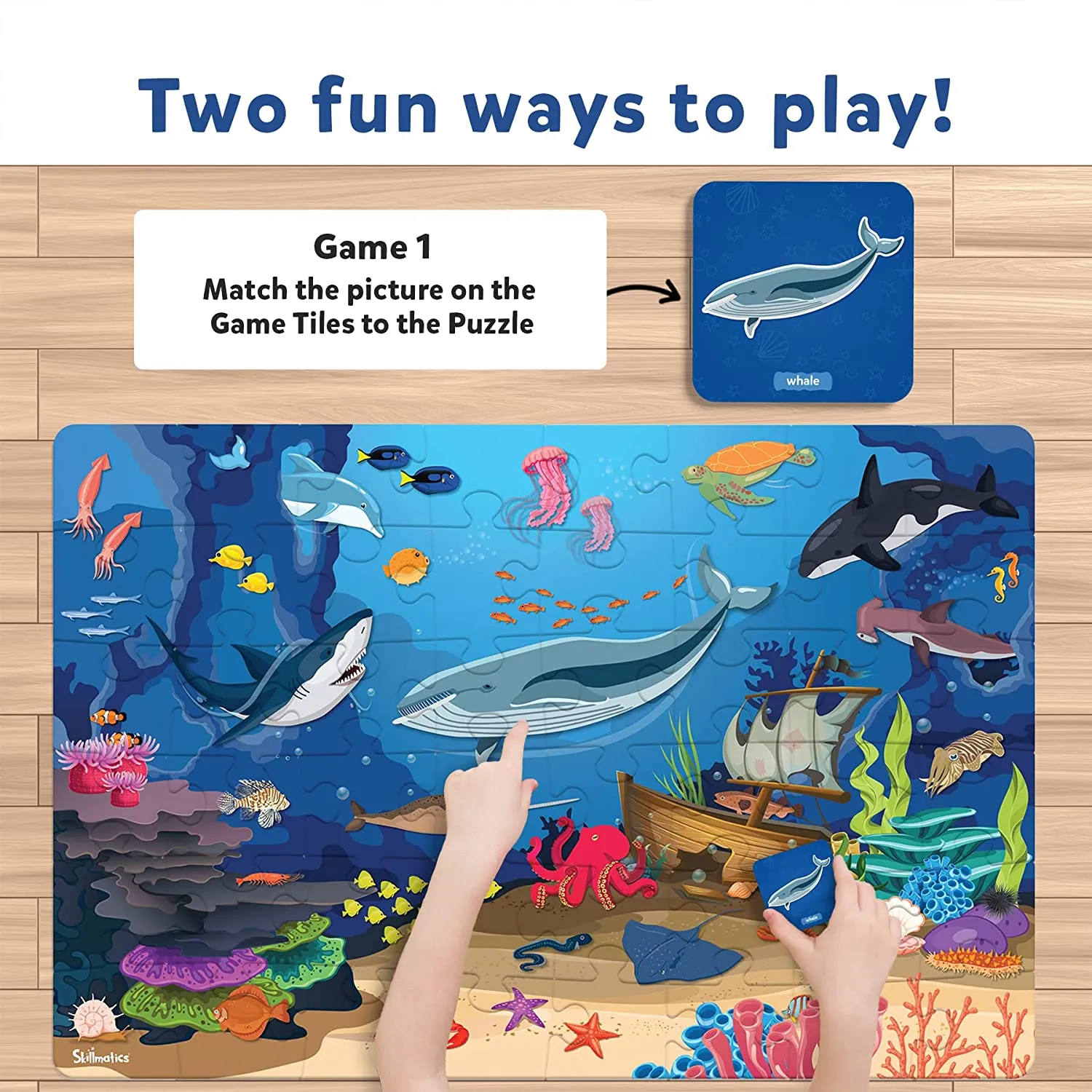 Skillmatics Piece & Play Up in Underwater Animals - Educational Floor Puzzle & Game for Ages 3-7 Years
