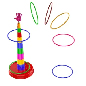 Toy Imagine™ 2 in 1 Plastic Ring Toss Stacking Ring Throw Game for Toddlers,Indoor/Outdoor Activity|Ring Toss Play Games for Boys & Girls| Multi-Colored Durable Plastic Rings
