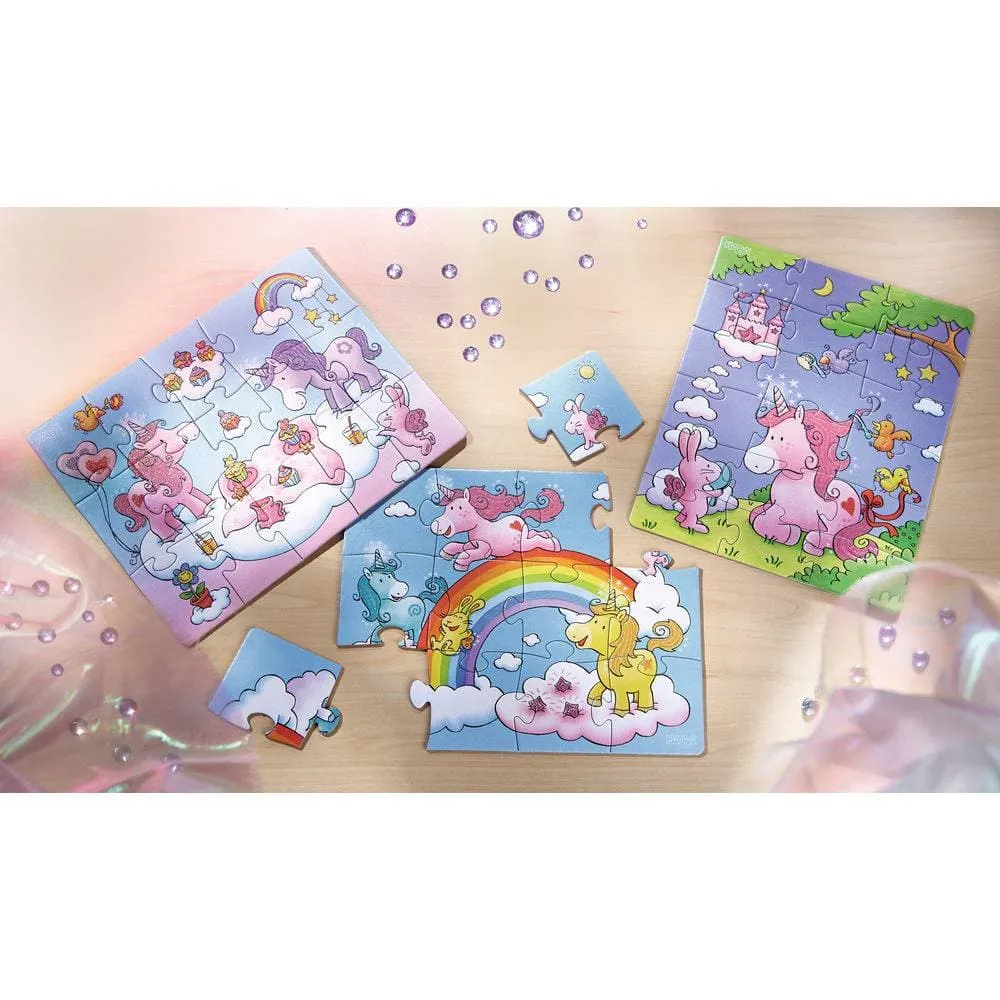 Unicorn Glitterluck Set of 3 Puzzles